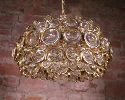 Hot Pamono German Bubble Chandelier in Crystal & Gilt Brass by Gaetano Sciolari for Palwa, 1960s