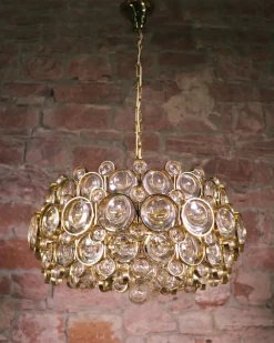 Hot Pamono German Bubble Chandelier in Crystal & Gilt Brass by Gaetano Sciolari for Palwa, 1960s