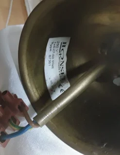 Hot Pamono German Ceiling Lamp with Patterned White Glass Shade and Brass Mounting from Hönsel, 1980s