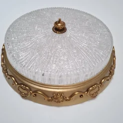 Discount Pamono German Ceiling Light in Crystal and Brass from Kaiser-Leuchten, 1960s