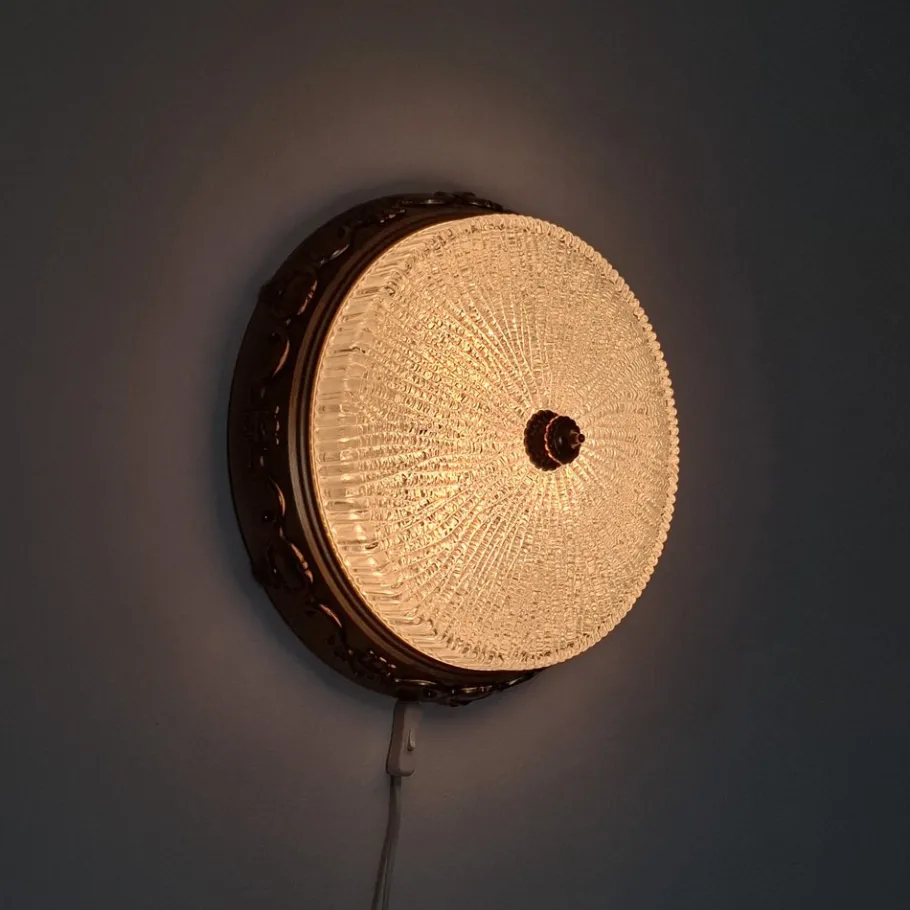 Discount Pamono German Ceiling Light in Crystal and Brass from Kaiser-Leuchten, 1960s