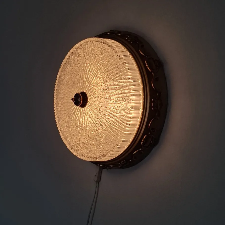 Discount Pamono German Ceiling Light in Crystal and Brass from Kaiser-Leuchten, 1960s
