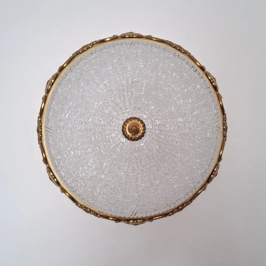 Discount Pamono German Ceiling Light in Crystal and Brass from Kaiser-Leuchten, 1960s