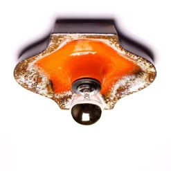 Online Pamono German Fat Lava Ceramic Wall Lights in Orange Brown from Hustadt Leuchten Arnsberg, 1970s, Set of 2