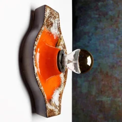Online Pamono German Fat Lava Ceramic Wall Lights in Orange Brown from Hustadt Leuchten Arnsberg, 1970s, Set of 2