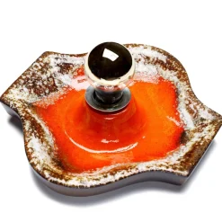 Online Pamono German Fat Lava Ceramic Wall Lights in Orange Brown from Hustadt Leuchten Arnsberg, 1970s, Set of 2