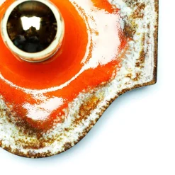 Online Pamono German Fat Lava Ceramic Wall Lights in Orange Brown from Hustadt Leuchten Arnsberg, 1970s, Set of 2