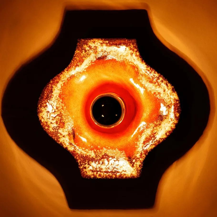 Online Pamono German Fat Lava Ceramic Wall Lights in Orange Brown from Hustadt Leuchten Arnsberg, 1970s, Set of 2