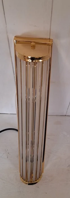 Hot Pamono German Flat Wall Lamp with Gold-Plated Metal and Glass Rods Shade, 1980s