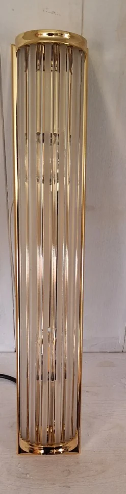 Hot Pamono German Flat Wall Lamp with Gold-Plated Metal and Glass Rods Shade, 1980s