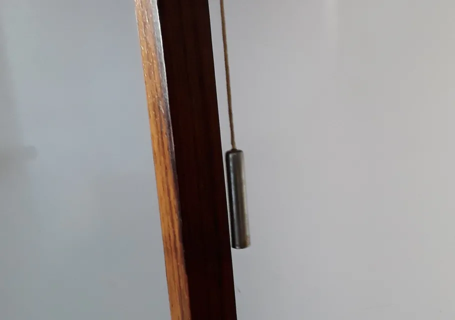 Best Pamono German Floor Lamp with Base in Teak & Chromed Steel and Red Silk Shade, 1970s