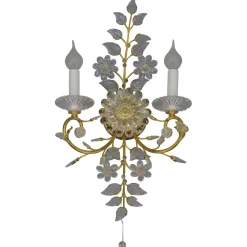 Online Pamono German Floral Wall Sconce in Crystal and Brass by Palwa for Palme & Walter, 1960s