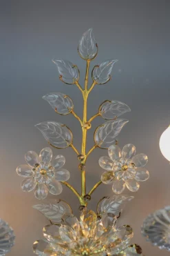 Online Pamono German Floral Wall Sconce in Crystal and Brass by Palwa for Palme & Walter, 1960s