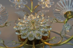 Online Pamono German Floral Wall Sconce in Crystal and Brass by Palwa for Palme & Walter, 1960s
