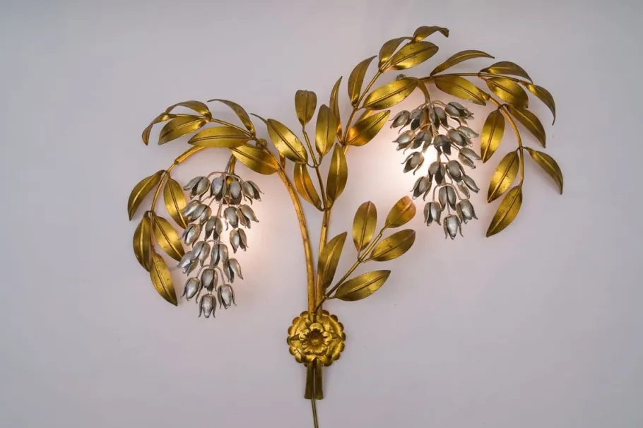 Online Pamono German Gilt Metal Palm Tree Sconce from Hans Kögl, 1970s