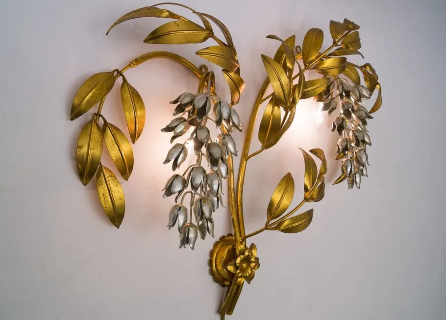 Online Pamono German Gilt Metal Palm Tree Sconce from Hans Kögl, 1970s