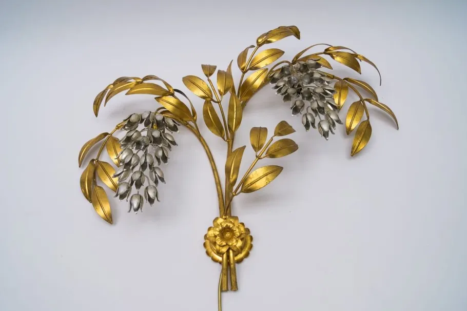 Online Pamono German Gilt Metal Palm Tree Sconce from Hans Kögl, 1970s