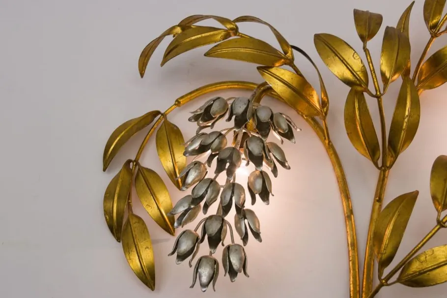 Online Pamono German Gilt Metal Palm Tree Sconce from Hans Kögl, 1970s