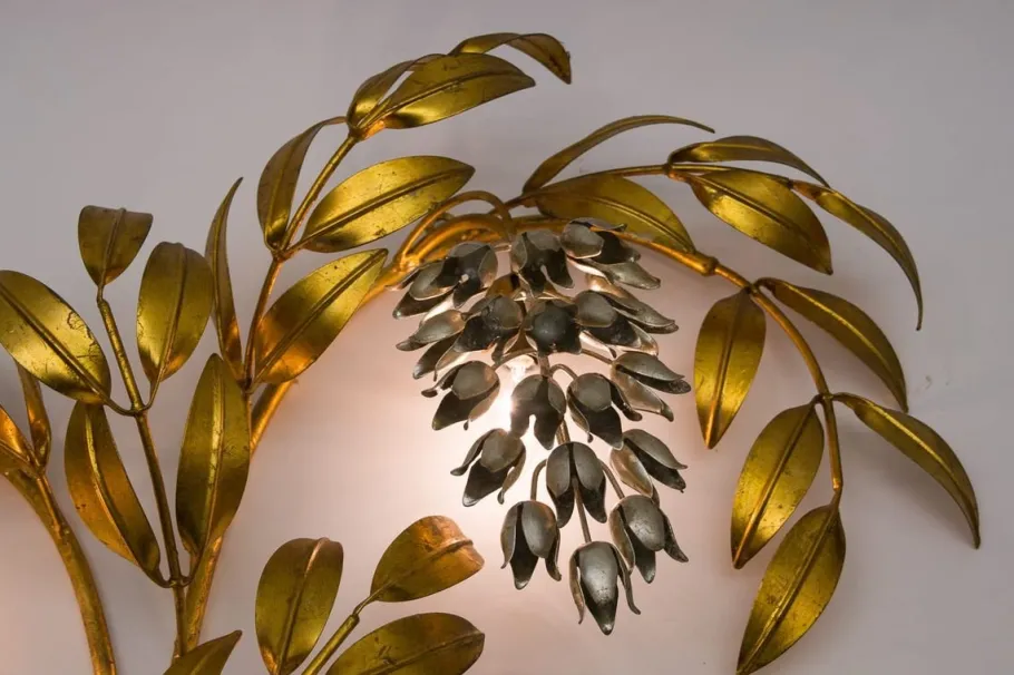 Online Pamono German Gilt Metal Palm Tree Sconce from Hans Kögl, 1970s