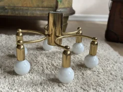 Discount Pamono German Gold Metal Ceiling Lamp, 1980s