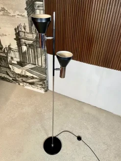 New Pamono German Minimalist Chromed Floor Lamp with Adjustable Spotlights from Hustadt Leuchten, 1960s