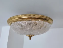 Online Pamono German Murano Ice Glass Flush Mount, 1960s