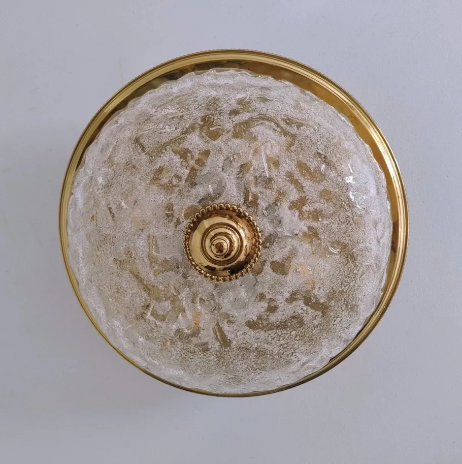 Online Pamono German Murano Ice Glass Flush Mount, 1960s