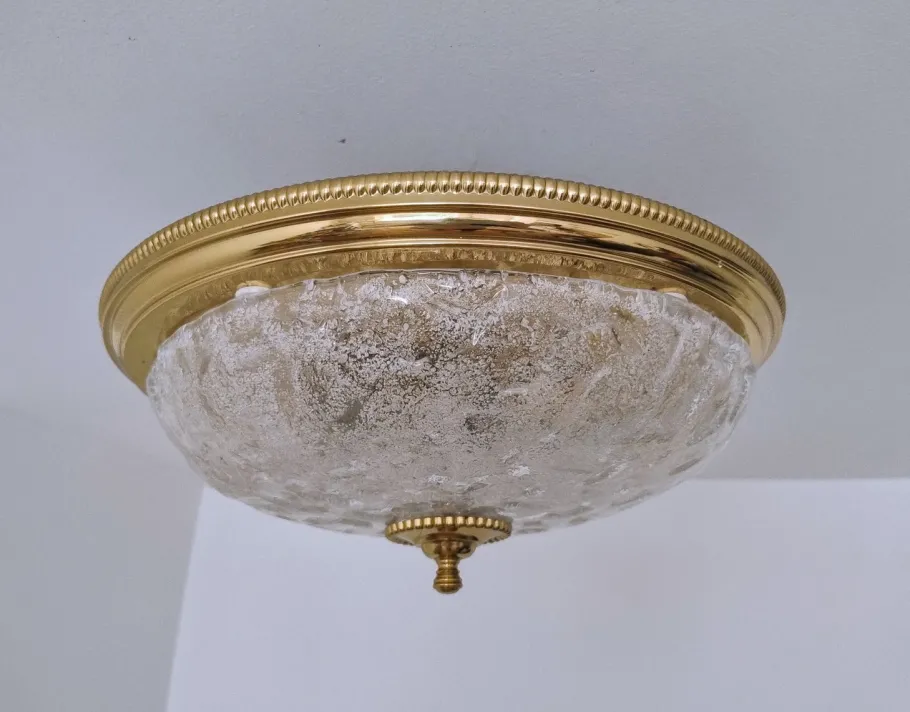 Online Pamono German Murano Ice Glass Flush Mount, 1960s