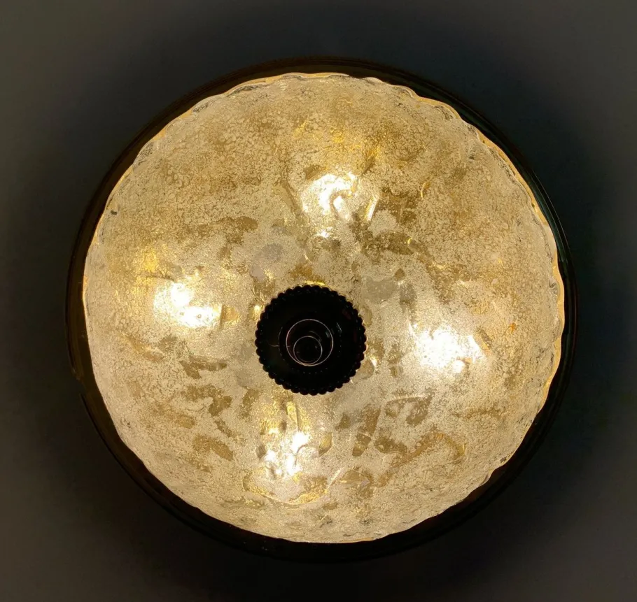 Online Pamono German Murano Ice Glass Flush Mount, 1960s