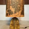 Outlet Pamono German Sculptural Ceramic Art Table Lamp With Batik Shade, 1960s