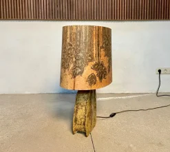 Outlet Pamono German Sculptural Ceramic Art Table Lamp With Batik Shade, 1960s