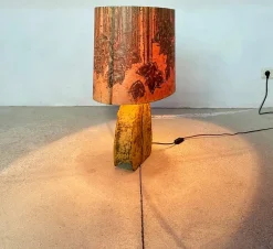 Outlet Pamono German Sculptural Ceramic Art Table Lamp With Batik Shade, 1960s