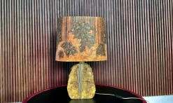 Outlet Pamono German Sculptural Ceramic Art Table Lamp With Batik Shade, 1960s