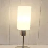 Discount Pamono German Table Lamp with Chrome-Plated Metal Base, White Glass Shade and Touch Sensor from Briloner Leuchten, 2018