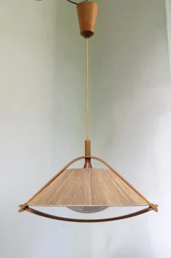 Hot Pamono German Teak and Acrylic Glass Ceiling Lamp from Temde, 1960s