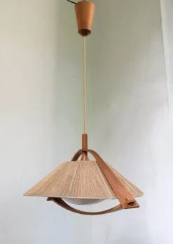 Hot Pamono German Teak and Acrylic Glass Ceiling Lamp from Temde, 1960s