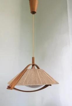 Hot Pamono German Teak and Acrylic Glass Ceiling Lamp from Temde, 1960s