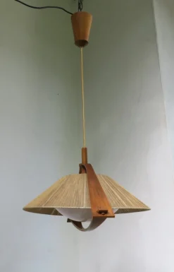 Hot Pamono German Teak and Acrylic Glass Ceiling Lamp from Temde, 1960s