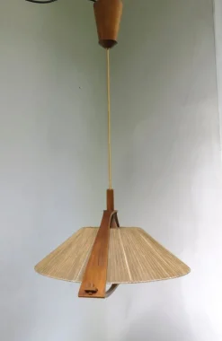 Hot Pamono German Teak and Acrylic Glass Ceiling Lamp from Temde, 1960s