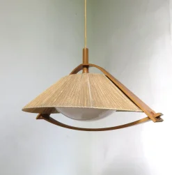 Hot Pamono German Teak and Acrylic Glass Ceiling Lamp from Temde, 1960s