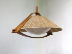 Hot Pamono German Teak and Acrylic Glass Ceiling Lamp from Temde, 1960s