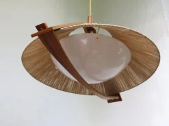 Hot Pamono German Teak and Acrylic Glass Ceiling Lamp from Temde, 1960s