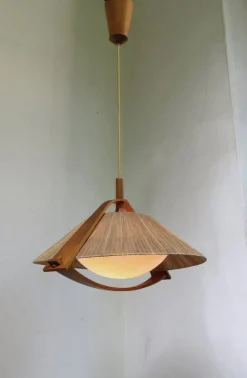 Hot Pamono German Teak and Acrylic Glass Ceiling Lamp from Temde, 1960s