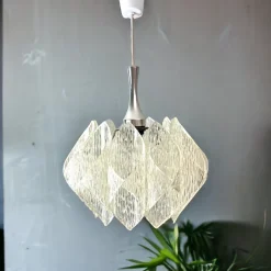 Discount Pamono German Transparent Acrylic Glass Hanging Lamp by Me Marbach Leuchten, 1960s