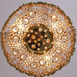 Online Pamono Gilded Brass and Crystal Glass Encrusted Chandelier from Palwa, 1960s