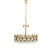 Online Pamono Gilded Brass and Crystal Chandelier by Palwa, 1970s