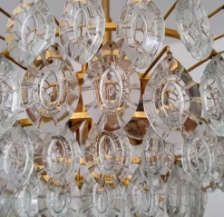 Hot Pamono Gilded Brass and Crystal Glass Chandelier attributed to Ernst Palme for Palwa, Germany, 1970s