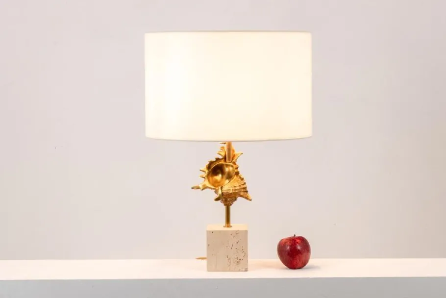 Best Pamono Gilded Bronze Shell Lamp from Maison Charles, France, 1970s