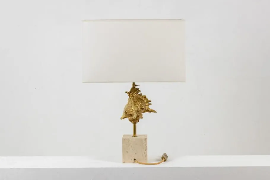 Best Pamono Gilded Bronze Shell Lamp from Maison Charles, France, 1970s