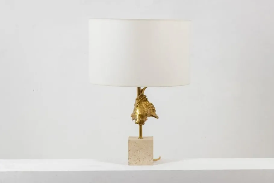 Best Pamono Gilded Bronze Shell Lamp from Maison Charles, France, 1970s